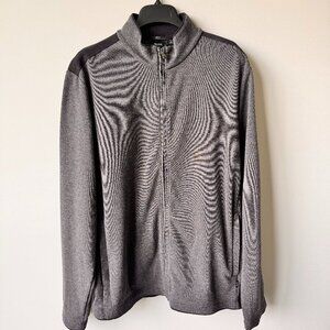 Hugo Boss Slim Fit Stretch Zip-Up Cardigan Sweater Long Sleeve Dark Grey